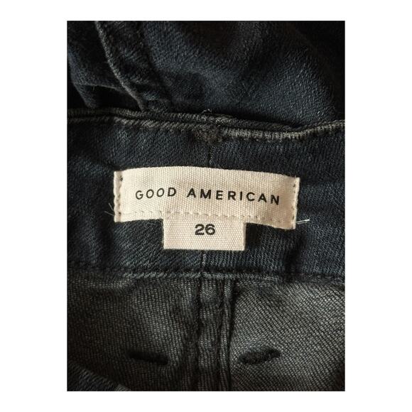 Good American Good Waist Crop skinny raw hem jeans dark blue size 26 - Picture 5 of 7